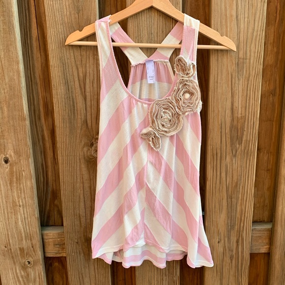 Zoah Pink/Tan Chevron Embellished Tank - Picture 2 of 8